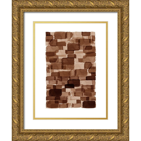 Brick Watercolor Block Gold Ornate Wood Framed Art Print with Double Matting by Urban Epiphany