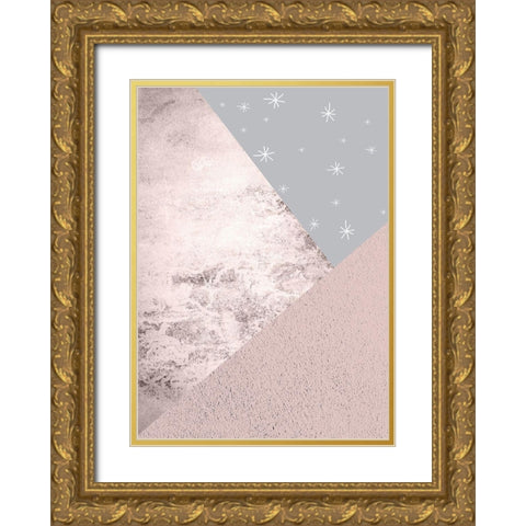 Blush Pink Grey Mountains 1 Gold Ornate Wood Framed Art Print with Double Matting by Urban Epiphany