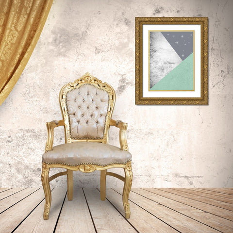 Mint Green Mountains 1 Gold Ornate Wood Framed Art Print with Double Matting by Urban Epiphany