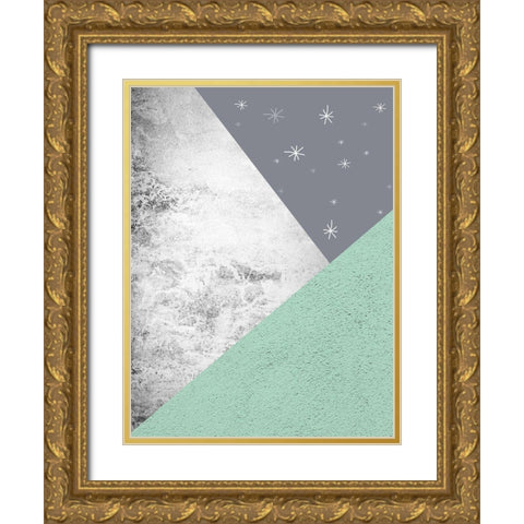 Mint Green Mountains 1 Gold Ornate Wood Framed Art Print with Double Matting by Urban Epiphany
