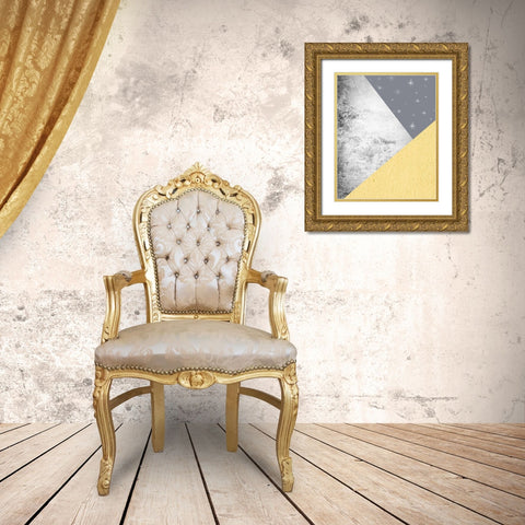 Yellow Grey Mountains 1 Gold Ornate Wood Framed Art Print with Double Matting by Urban Epiphany
