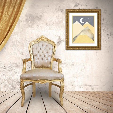Yellow Grey Mountains 2 Gold Ornate Wood Framed Art Print with Double Matting by Urban Epiphany