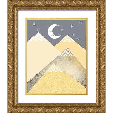 Yellow Grey Mountains 2 Gold Ornate Wood Framed Art Print with Double Matting by Urban Epiphany
