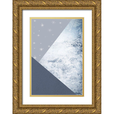 Navy Mountains 3 Gold Ornate Wood Framed Art Print with Double Matting by Urban Epiphany