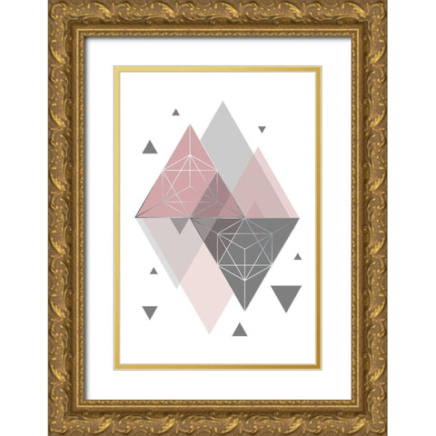 Pink Grey 2 Gold Ornate Wood Framed Art Print with Double Matting by Urban Epiphany