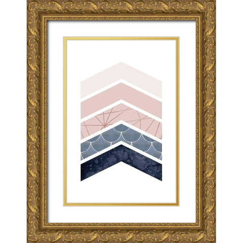 Pink Navy 1 Gold Ornate Wood Framed Art Print with Double Matting by Urban Epiphany