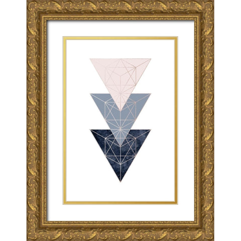 Pink Navy 3 Gold Ornate Wood Framed Art Print with Double Matting by Urban Epiphany