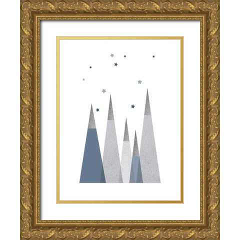 Grey Mountains 1 Gold Ornate Wood Framed Art Print with Double Matting by Urban Epiphany