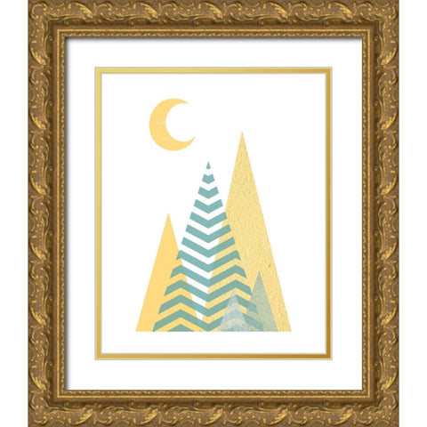 Sweet Dreams Mountains Gold Ornate Wood Framed Art Print with Double Matting by Urban Epiphany