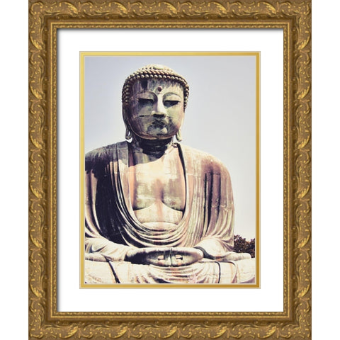 Buddha Good Morning Gold Ornate Wood Framed Art Print with Double Matting by Urban Epiphany