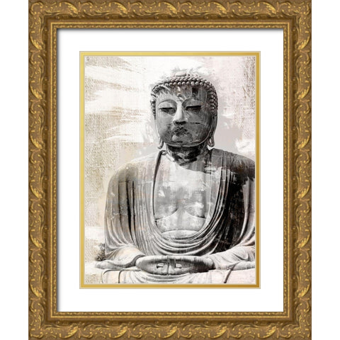 Japanese Buddha Gold Ornate Wood Framed Art Print with Double Matting by Urban Epiphany
