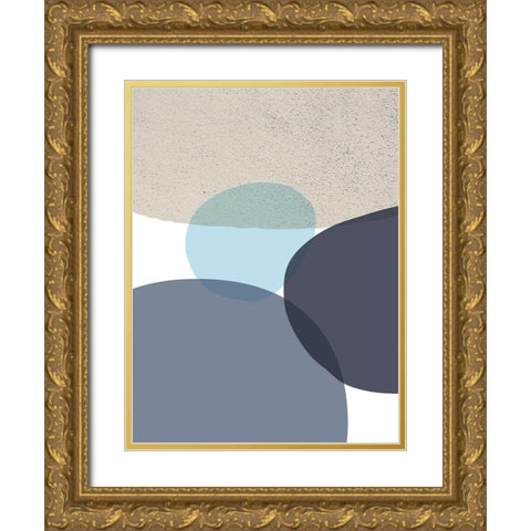 MidCentury Navy Taupe 9 Gold Ornate Wood Framed Art Print with Double Matting by Urban Epiphany