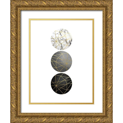 3 Circles Gold Ornate Wood Framed Art Print with Double Matting by Urban Epiphany