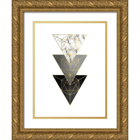 3 Triangles Gold Ornate Wood Framed Art Print with Double Matting by Urban Epiphany