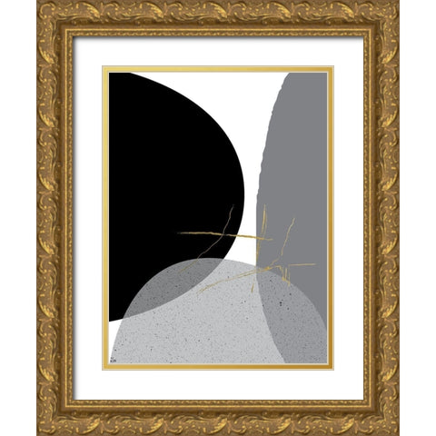 Black Gold Minimalist 1 Gold Ornate Wood Framed Art Print with Double Matting by Urban Epiphany