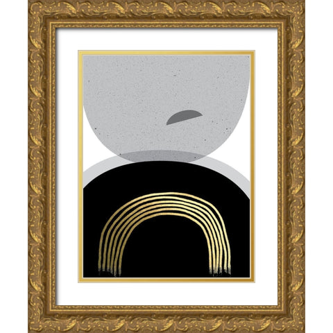 Black Gold Minimalist 2 Gold Ornate Wood Framed Art Print with Double Matting by Urban Epiphany