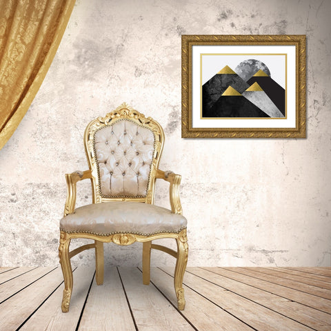 Black and Gold Mountains 2 Gold Ornate Wood Framed Art Print with Double Matting by Urban Epiphany