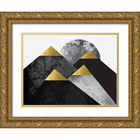 Black and Gold Mountains 2 Gold Ornate Wood Framed Art Print with Double Matting by Urban Epiphany