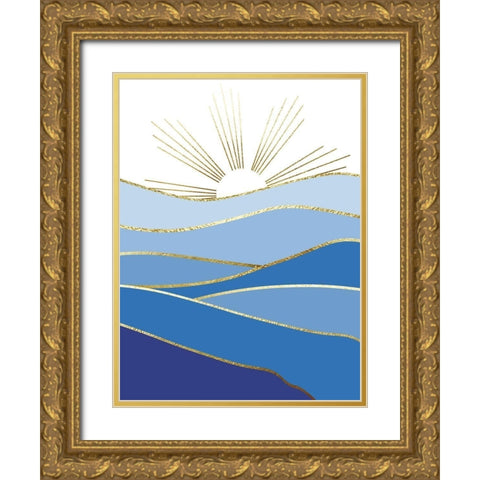 Blue Landscape 2 Gold Ornate Wood Framed Art Print with Double Matting by Urban Epiphany
