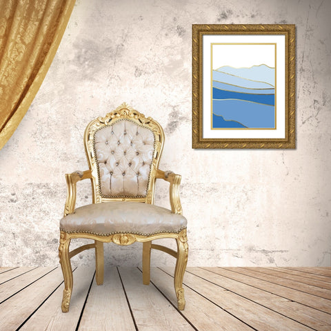 Blue Landscape 3 Gold Ornate Wood Framed Art Print with Double Matting by Lula Bijoux and Company