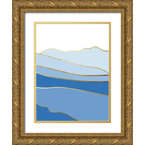 Blue Landscape 3 Gold Ornate Wood Framed Art Print with Double Matting by Lula Bijoux and Company