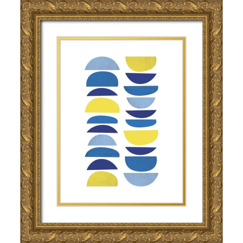 Blue Yellow Modern 6 Gold Ornate Wood Framed Art Print with Double Matting by Lula Bijoux and Company