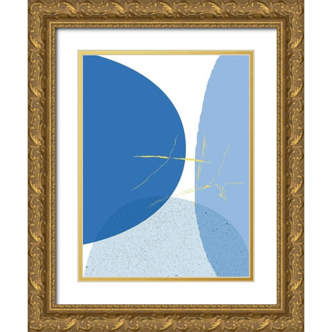 Blue Yellow Minimalist 1 Gold Ornate Wood Framed Art Print with Double Matting by Lula Bijoux and Company