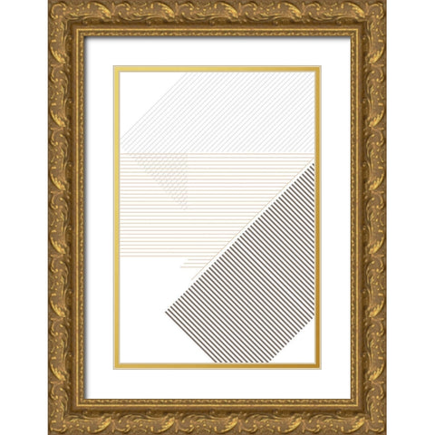 Modern Lines 2 Gold Ornate Wood Framed Art Print with Double Matting by Urban Epiphany
