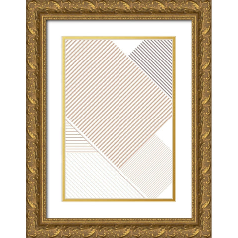 Modern Lines 3 Gold Ornate Wood Framed Art Print with Double Matting by Urban Epiphany