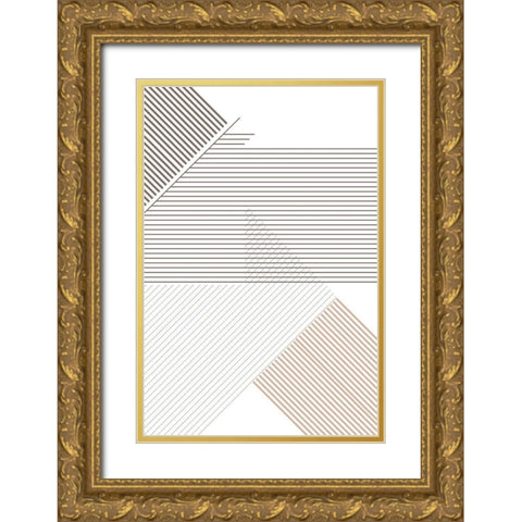 Modern Lines 6 Gold Ornate Wood Framed Art Print with Double Matting by Urban Epiphany