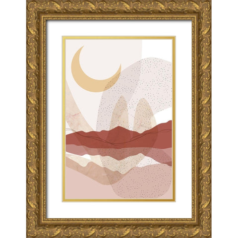 Dusty Desert Rocks 3 Gold Ornate Wood Framed Art Print with Double Matting by Urban Epiphany