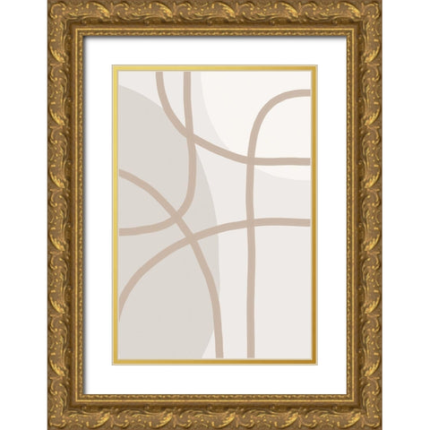 Minimal Lines 1 Gold Ornate Wood Framed Art Print with Double Matting by Urban Epiphany