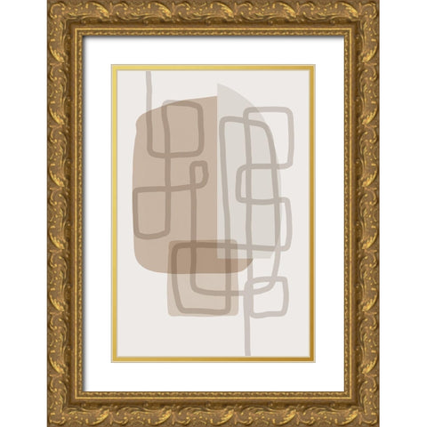 Minimal Lines 5 Gold Ornate Wood Framed Art Print with Double Matting by Urban Epiphany