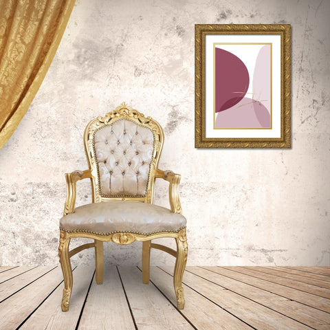 Abstract Minimalist Burgundy Gold 6 Gold Ornate Wood Framed Art Print with Double Matting by Urban Epiphany