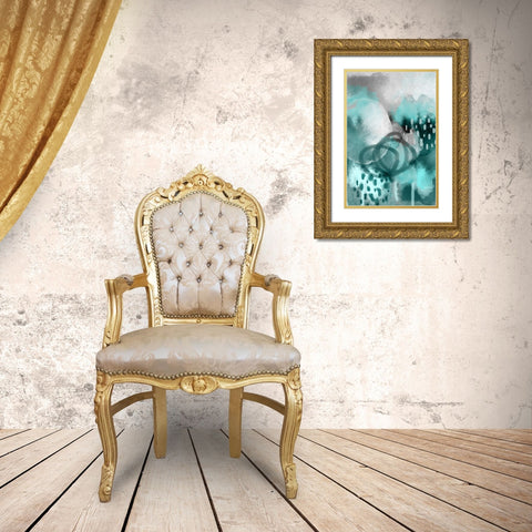 Dream of Childhood Teal Gold Ornate Wood Framed Art Print with Double Matting by Urban Epiphany