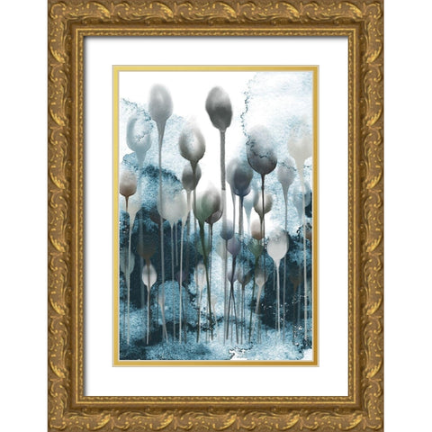 Enlightened Minds Blue Gold Ornate Wood Framed Art Print with Double Matting by Urban Epiphany