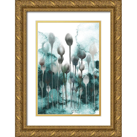 Enlightened Minds Teal Gold Ornate Wood Framed Art Print with Double Matting by Urban Epiphany