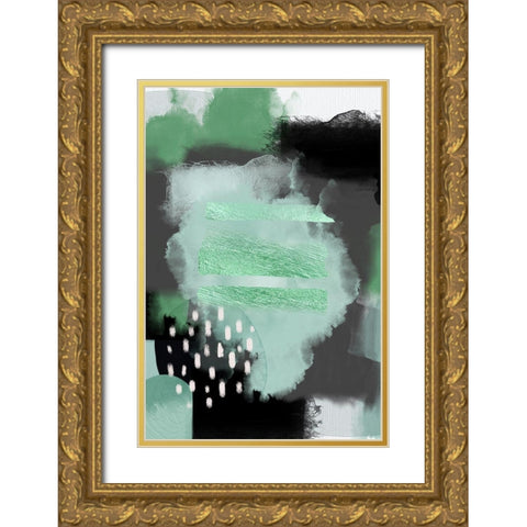 Green Meditation Gold Ornate Wood Framed Art Print with Double Matting by Urban Epiphany