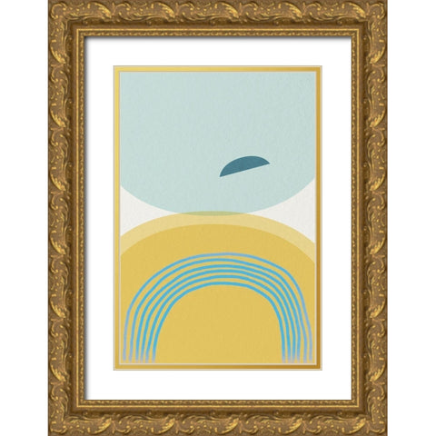 Mid Century Brights 5 Gold Ornate Wood Framed Art Print with Double Matting by Urban Epiphany