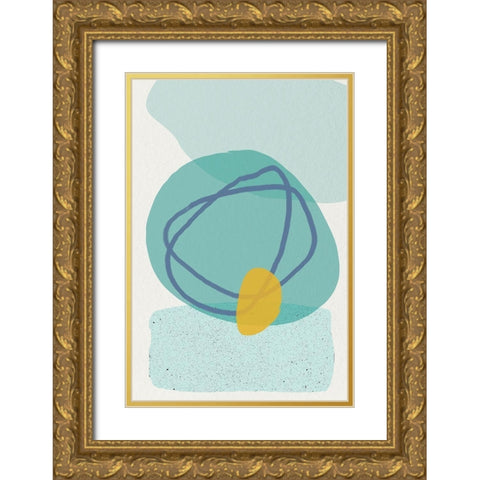 Mid Century Brights 6 Gold Ornate Wood Framed Art Print with Double Matting by Urban Epiphany