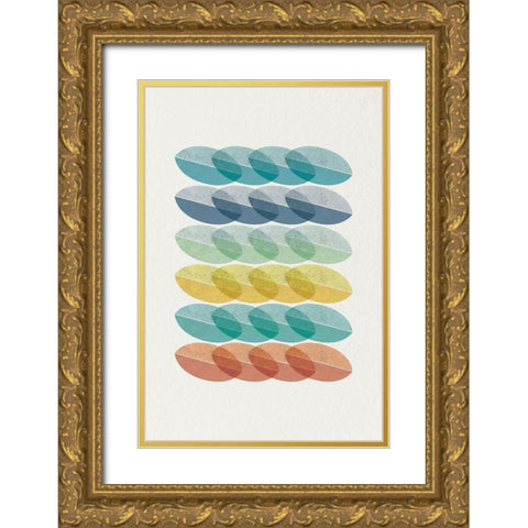 Mid Century Brights 9 Gold Ornate Wood Framed Art Print with Double Matting by Urban Epiphany