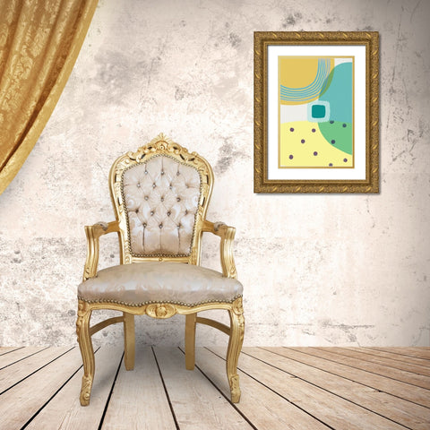 Mid Century Brights 10 Gold Ornate Wood Framed Art Print with Double Matting by Urban Epiphany