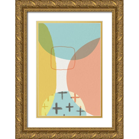Mid Century Brights 11 Gold Ornate Wood Framed Art Print with Double Matting by Urban Epiphany