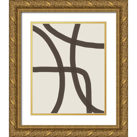 Minimal Lines Gold Ornate Wood Framed Art Print with Double Matting by Urban Epiphany