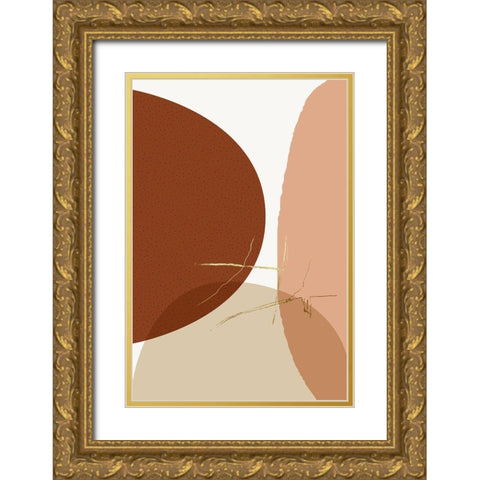 Mid Century Boho Minimalist 1 Gold Ornate Wood Framed Art Print with Double Matting by Urban Epiphany