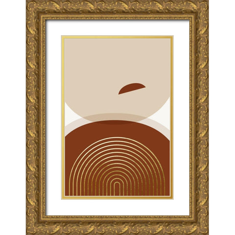 Mid Century Boho Minimalist 3 Gold Ornate Wood Framed Art Print with Double Matting by Urban Epiphany
