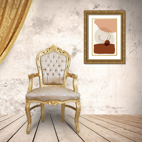 Mid Century Boho Minimalist 4 Gold Ornate Wood Framed Art Print with Double Matting by Urban Epiphany