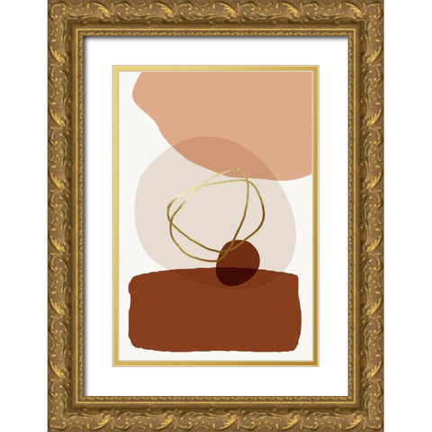 Mid Century Boho Minimalist 4 Gold Ornate Wood Framed Art Print with Double Matting by Urban Epiphany