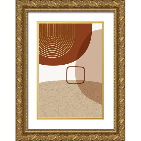 Mid Century Boho Minimalist 5 Gold Ornate Wood Framed Art Print with Double Matting by Urban Epiphany