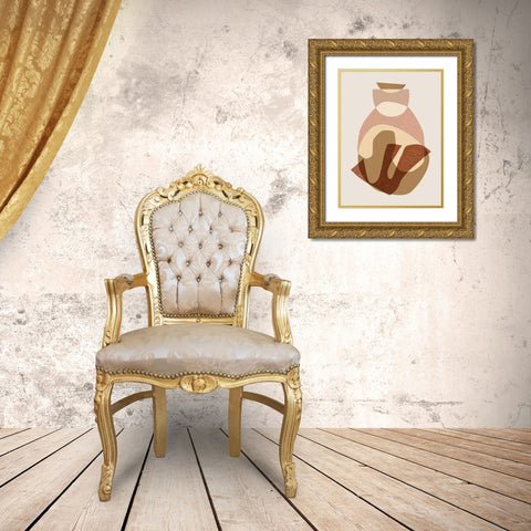 Mid Century Boho 4 Gold Ornate Wood Framed Art Print with Double Matting by Urban Epiphany